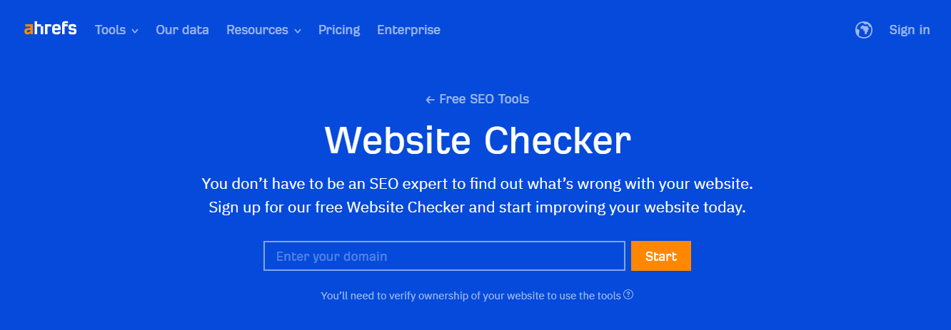 Ahrefs Website Checker - best of free audit tools