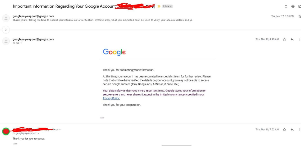 Contact with AdSense Support