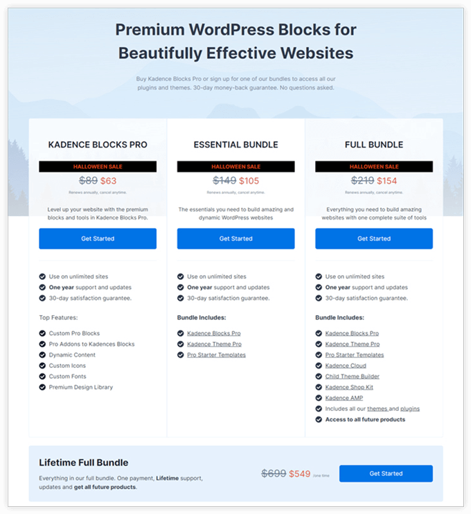 Gutenberg Blocks by Kadence Blocks Pricing