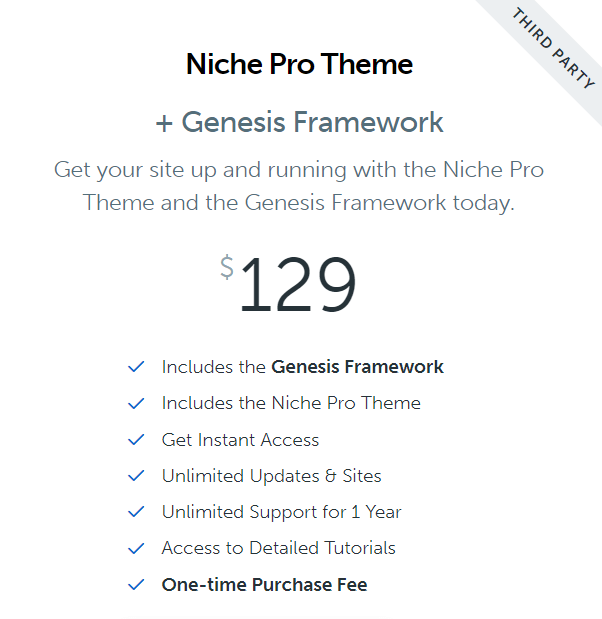 Niche Pro Theme pricing