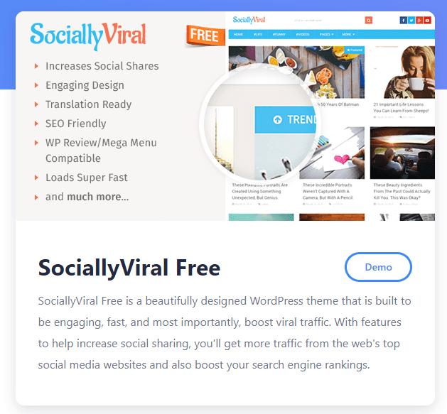 SociallyViral Free WordPress Theme for engaging, fast, and most importantly, boost viral traffic