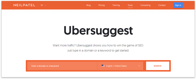 Ubersuggest seo tool