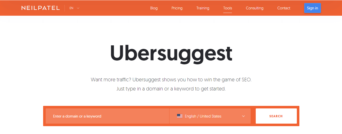 ubersuggest - Keyword Research Tools