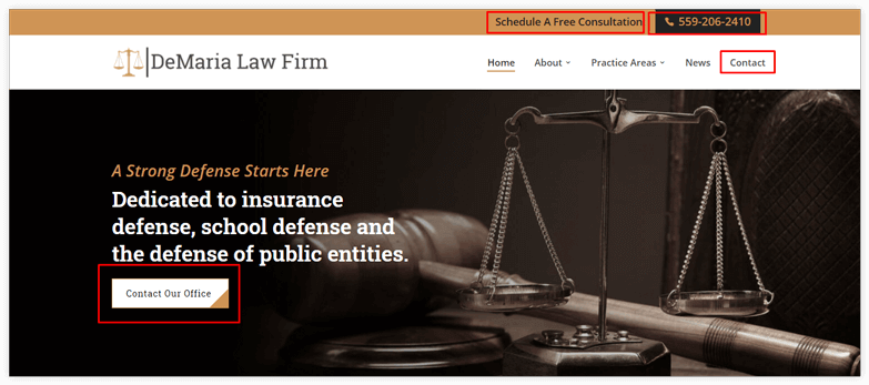 Contact Us Page setup for law firm seo