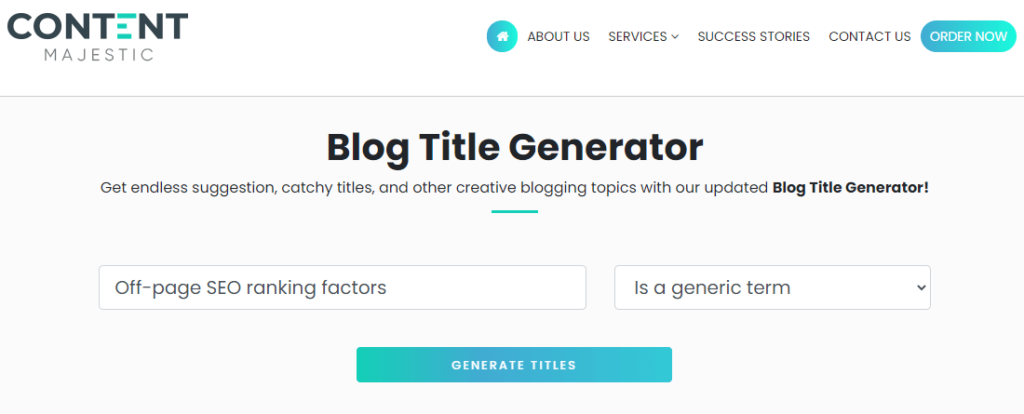 Content Majestic’s Blog Title Generator