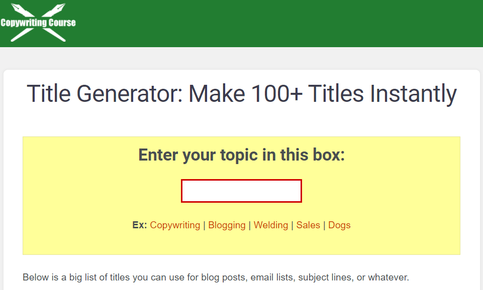 Copywriting Course Title Generator