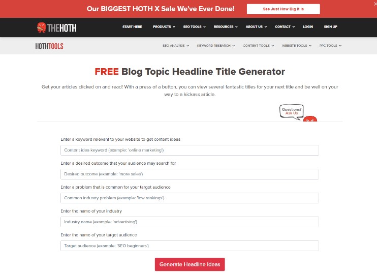 The Hoth Blog Topic Headline Title Generator
