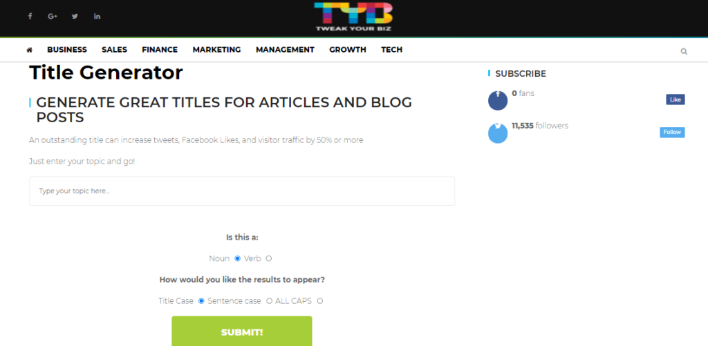 Tweak Your Biz Title Generator