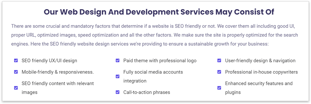 Web Design and Development services