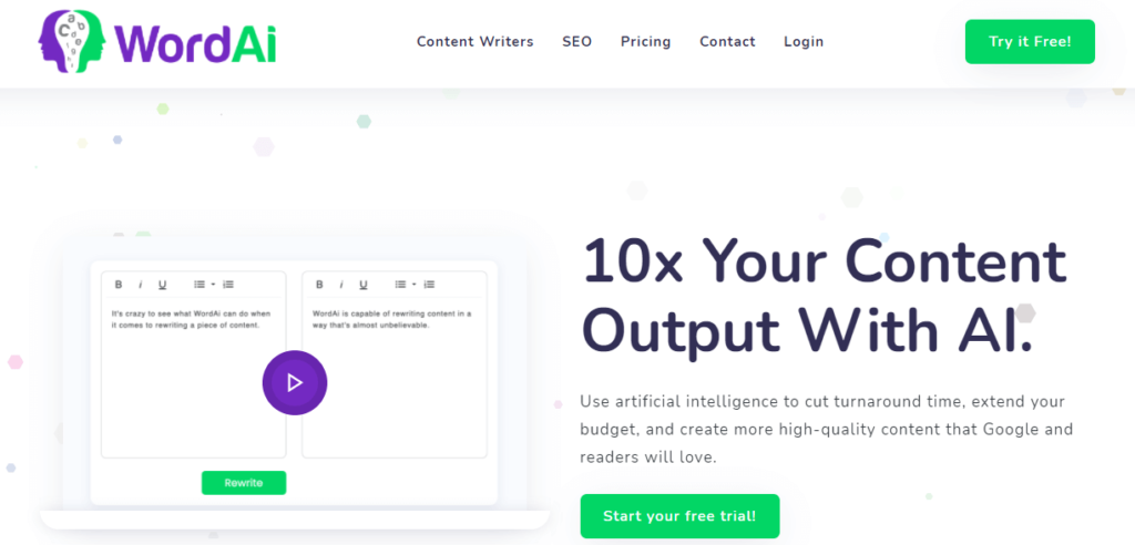 WordAI content writing tool 